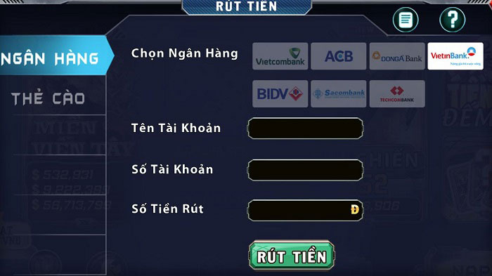 Nạp tiền B52 từ ngân hàng