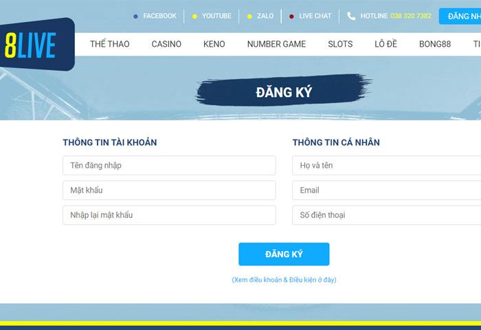 Hướng dẫn đăng ký - đăng nhập tài khoản 8Live cho người mới